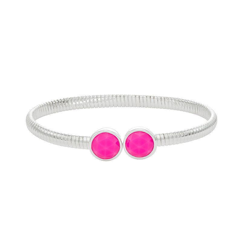Napier Silver Tone Pink Medallion Cuff Bracelet, Womens