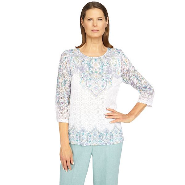 Women's Alfred Dunner Lady Like Medallion Floral Knit Top