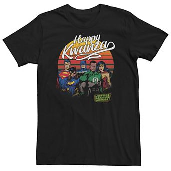 Big & Tall Justice League Happy Holidays Kwanzaa Season Tee