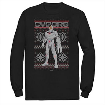 Big & Tall Justice League Cyborg Ugly Sweater Design Tee