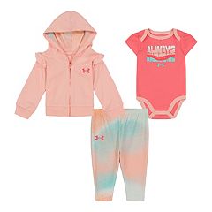 Pink Under Armour Girls' 1/4 Zip Top/Leggings Glitter Set Children