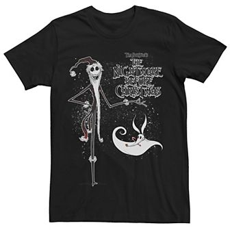 Big & Tall Nightmare Before Christmas Snowy Santa Jack Skellington And Zero Tee
