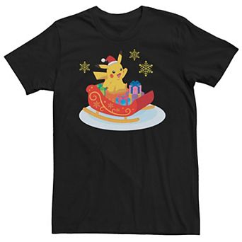 Big & Tall Pokemon Christmas Santa Sled Ride Tee