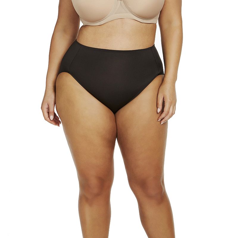 Plus Size Naomi & Nicole® Shapewear No Show, No Lines Hi-Cut Brief Panty A814, Women's, Size: 4XL, Black