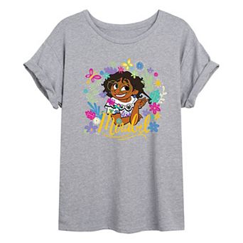 Disney's Encanto Juniors' Mirabel Floral Oversized Graphic Tee