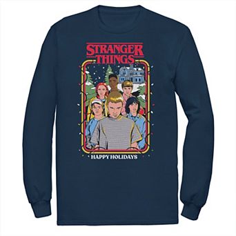 Big & Tall Stranger Things Happy Holidays Portrait Group Long Sleeve Tee