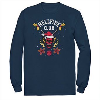 Big & Tall Stranger Things Hellfire Club Holidays Snow Long Sleeve Tee