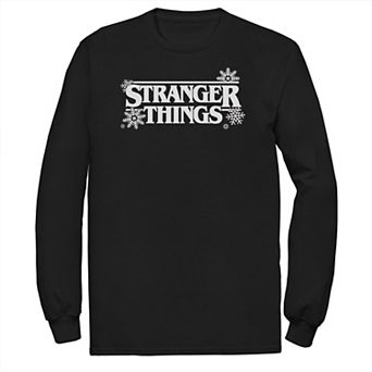 Big & Tall Stranger Things Holidays Snowflakes White Logo Long Sleeve Tee