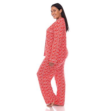 Plus Size Long Sleeve Heart Print Pajama Set