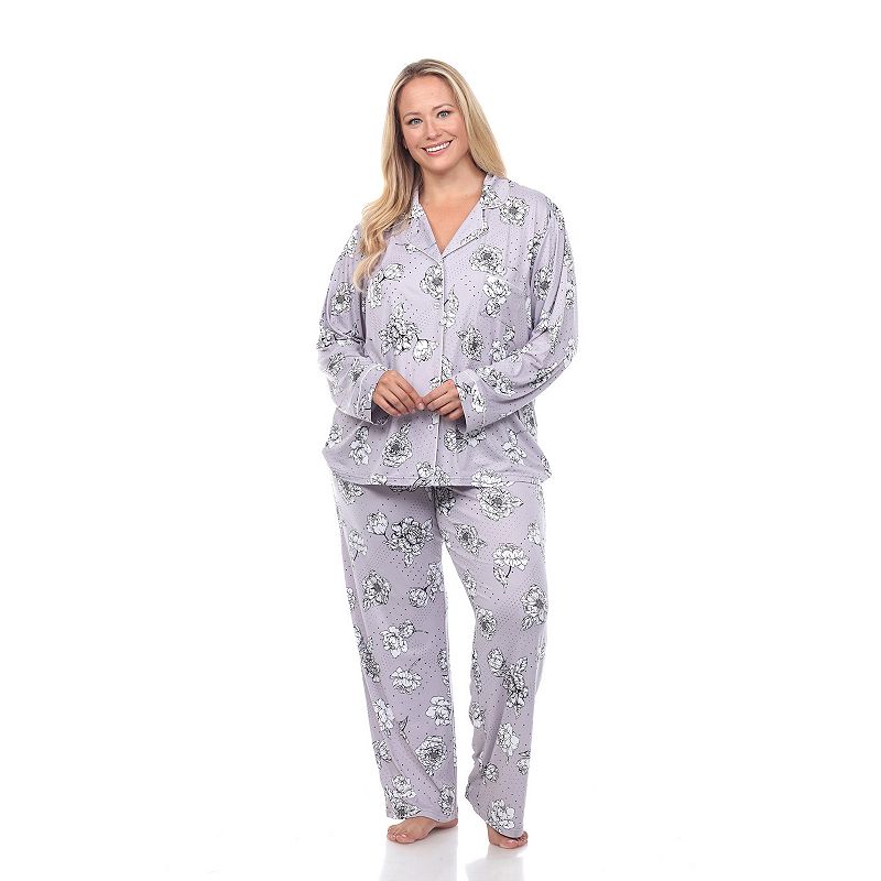 Agnes Orinda Women's Plus Size Comfort Cute Cat Print Short Sleeve Pajama  Set Gray 2X