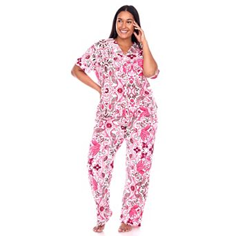 Plus Size Short Sleeve & Pants Tropical Pajama Set
