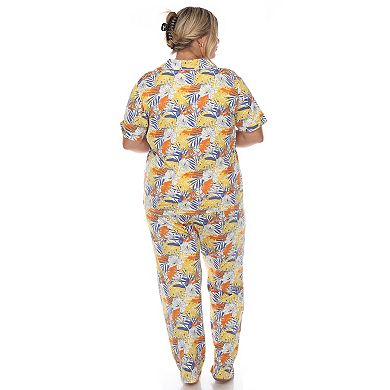 Plus Size Tropical Print Pajama Set