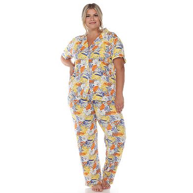 Plus Size Tropical Print Pajama Set