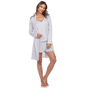 Women's 3 pc Striped Pajama & Robe Set