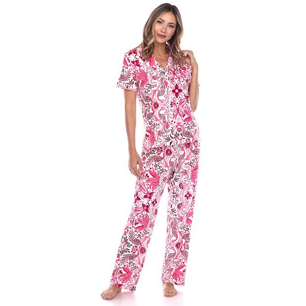 Women s Short Sleeve Pants Tropical Pajama Set