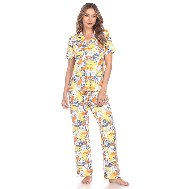 Women's Get Tropical T-Shirt and Striped Pants Pajama Set