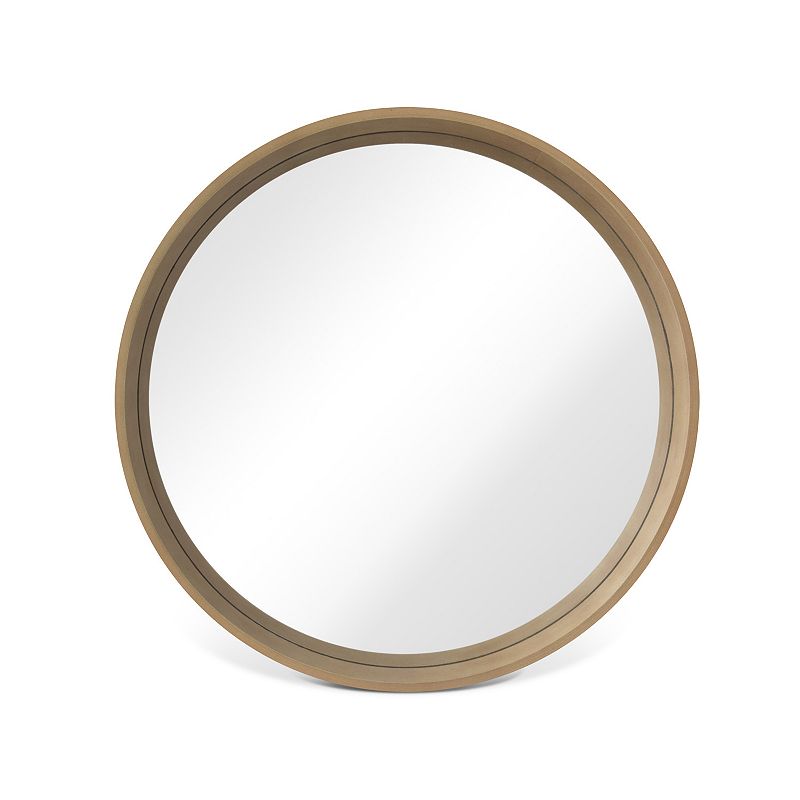 Wallbeyond Round Wall Mirror, Brown, 28X28