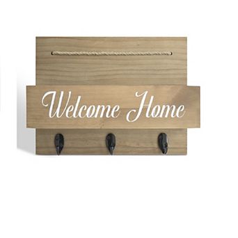WallBeyond Welcome Home 3-Hook Mail Organizer Wall Decor