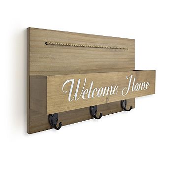 WallBeyond Welcome Home 3-Hook Mail Organizer Wall Decor