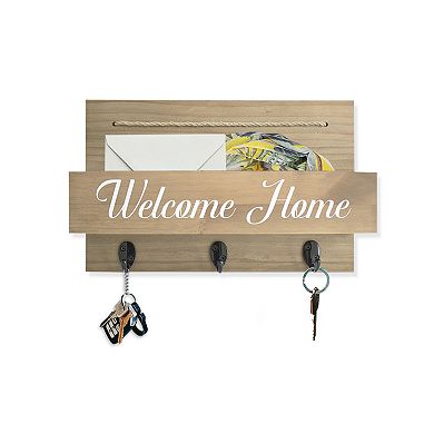 WallBeyond Welcome Home 3-Hook Mail Organizer Wall Decor