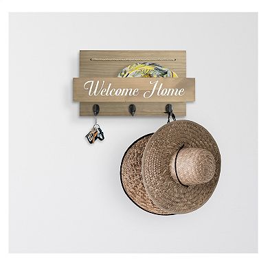 WallBeyond Welcome Home 3-Hook Mail Organizer Wall Decor
