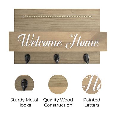 WallBeyond Welcome Home 3-Hook Mail Organizer Wall Decor