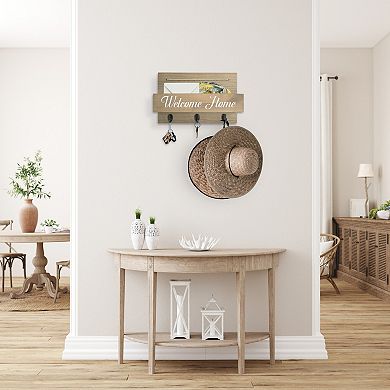 WallBeyond Welcome Home 3-Hook Mail Organizer Wall Decor