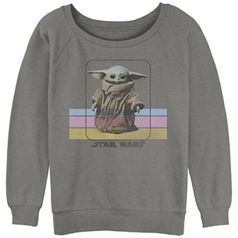 Juniors' Star Wars: The Mandalorian Grogu Retro Poster Slouchy Graphic Sweatshirt