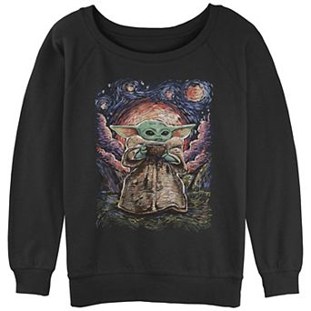 Juniors' Star Wars: The Mandalorian Grogu Starry Night Slouchy Graphic Sweatshirt