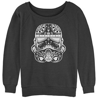 Juniors' Star Wars Floral Skull Trooper Helmet Slouchy Graphic Sweatshirt