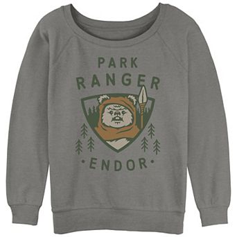 Juniors' Star Wars Ewok Park Ranger Slouchy Graphic Sweatshirt