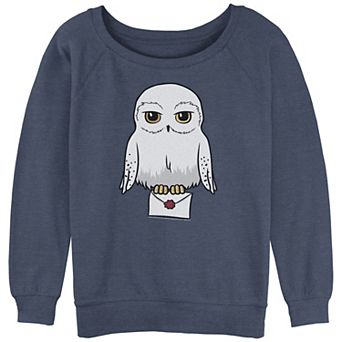 Juniors' Harry Potter Cartoon Hedwig Portrait Graphic Pullover