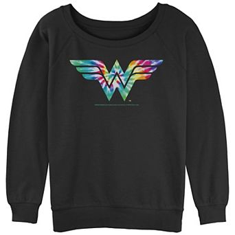 Juniors' DC Comics: Wonder Woman Tie-Dye Logo Slouchy Graphic Sweatshirt