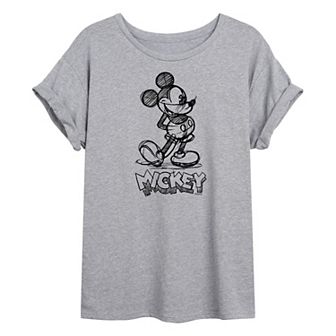 Disney's Mickey Mouse Juniors' Sketch Oversized Graphic Tee