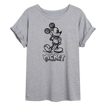 Disney's Mickey Mouse Juniors' Sketch Oversized Graphic Tee