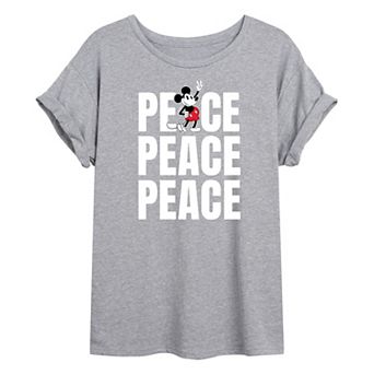 Disney's Mickey Mouse Juniors' Peace Oversized Graphic Tee