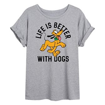 Disney's Mickey and Friends Juniors' Pluto Dog Oversized Graphic Tee