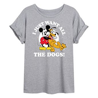 Disney's Mickey and Friends Juniors' Mickey Pluto Oversized Graphic Tee