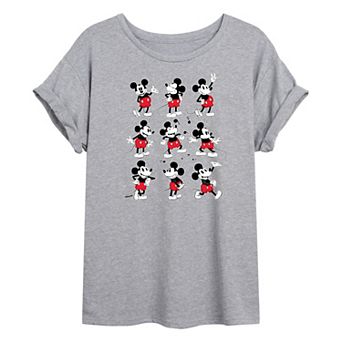 Disney's Mickey Mouse Juniors' Mickey Poses Oversized Graphic Tee
