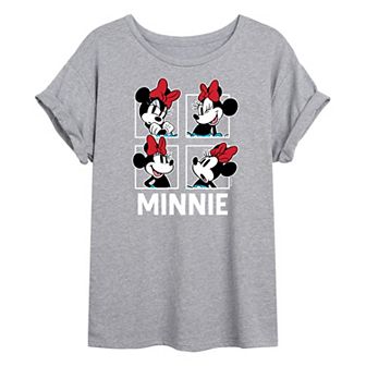 Disney's Minnie Mouse Juniors' Minnie Grid Oversized Graphic Tee