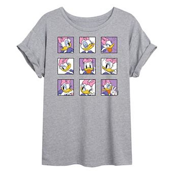 Disney's Mickey and Friends Juniors' Daisy Grid Oversized Graphic Tee