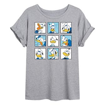 Disney's Mickey and Friends Juniors' Donald Grid Oversized Graphic Tee