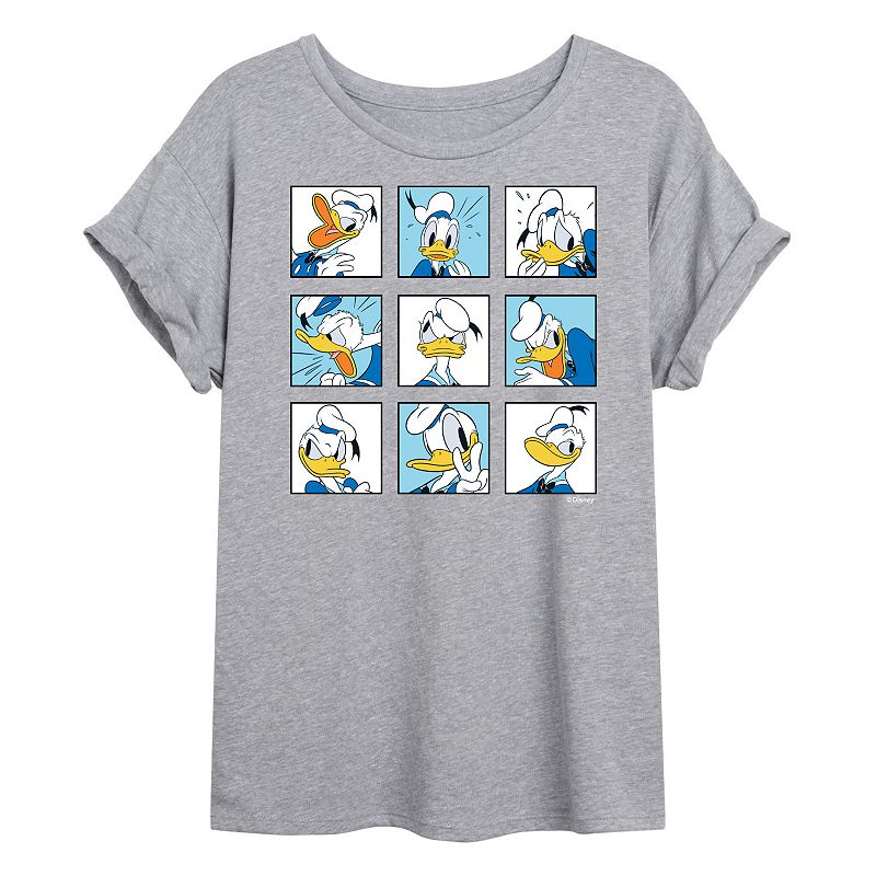 UPC 196543861663 product image for Disney's Mickey and Friends Juniors' Donald Grid Oversized Graphic Tee, Girl's,  | upcitemdb.com