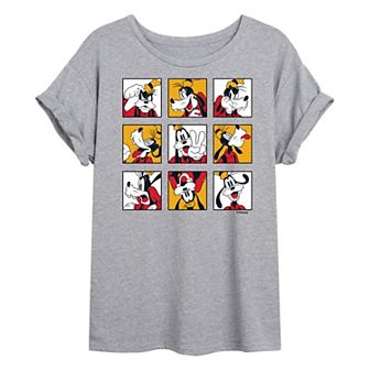 Disney's Mickey and Friends Juniors' Goofy Grid Oversized Graphic Tee
