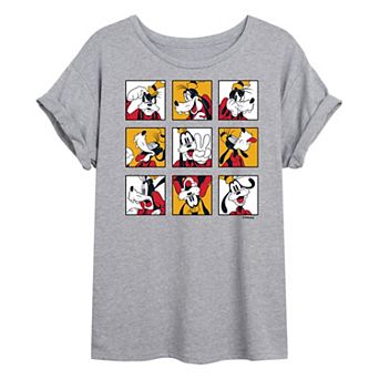 Disney's Mickey and Friends Juniors' Goofy Grid Oversized Graphic Tee