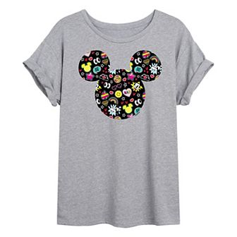 Disney's Mickey Mouse Juniors' Mickey Head Oversized Graphic Tee