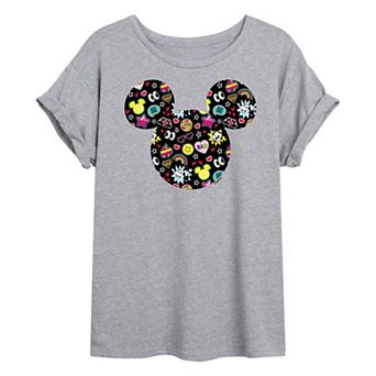 Disney's Mickey Mouse Juniors' Mickey Head Oversized Graphic Tee