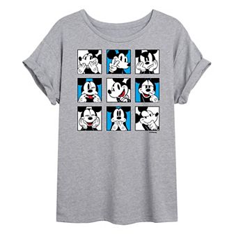 Disney's Mickey Mouse Juniors' Mickey Grid Oversized Graphic Tee