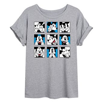 Disney's Mickey Mouse Juniors' Mickey Grid Oversized Graphic Tee
