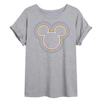 Disney's Mickey Mouse Juniors' Mickey Rainbow Oversized Tee